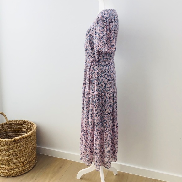 TOKITO size 12 tieren floral maxi dress with sbort sleeves and wrap front - Picture 6 of 9